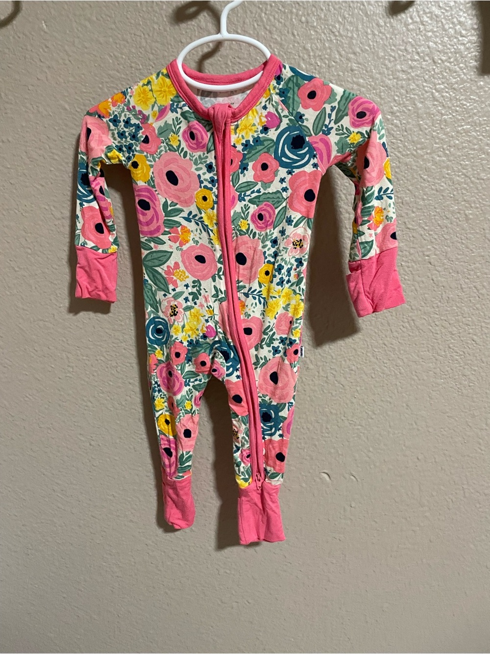 Little Sleepies floral Pink Zip-Front Kids One-Piece
